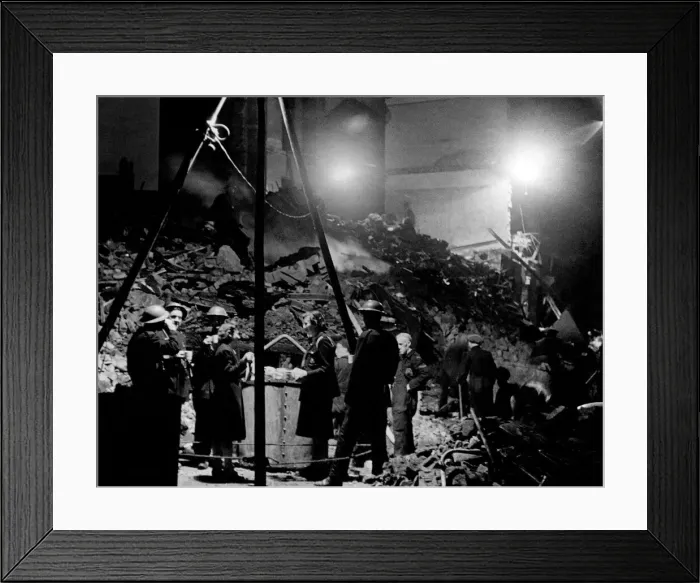 Framed Print : National Fire Service and Civil Defence get a break for tea which was brought round on a Framed Print : National Fire Service and Civil Defence get a break for tea which was brought round on a