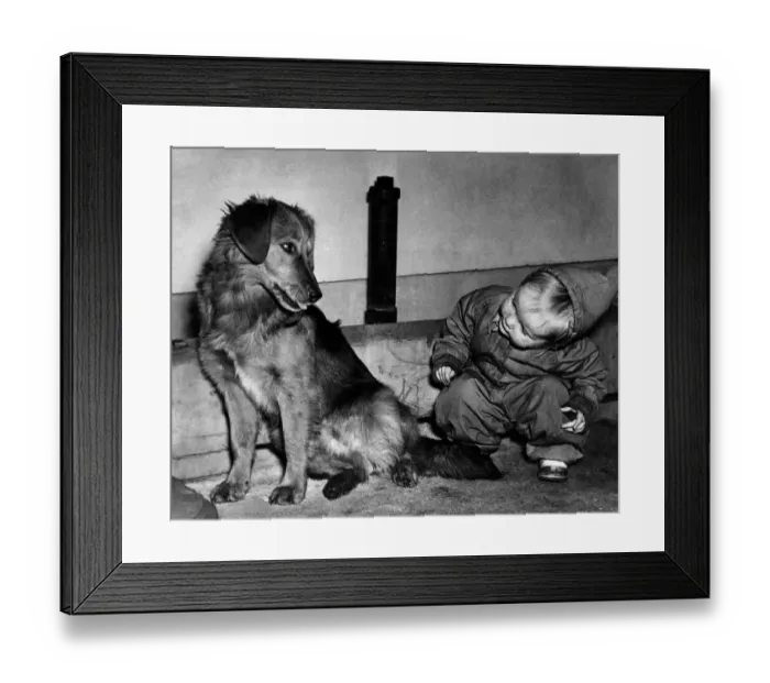 Framed Print : Sally Coope with Ronnie the mascot From The United States Navy destroyer Baker Framed Print : Sally Coope with Ronnie the mascot From The United States Navy destroyer Baker