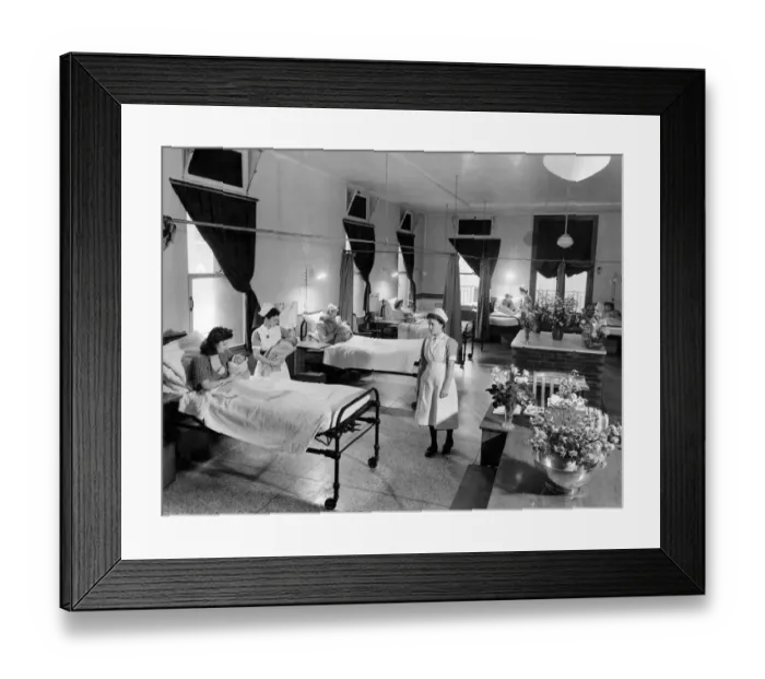 Framed Print : View of nurses and patients on Maternity Ward C at University College Hospital Framed Print : View of nurses and patients on Maternity Ward C at University College Hospital