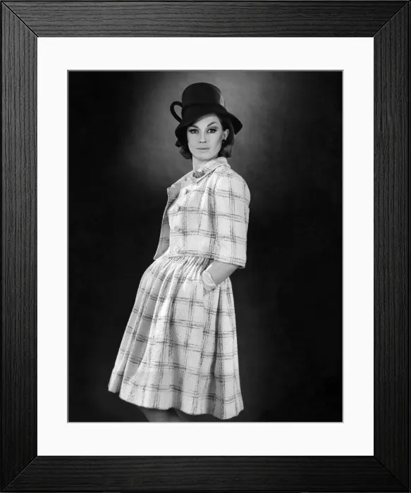 Framed Print : On sale in London now. A White and Beige check woollen three piece Framed Print : On sale in London now. A White and Beige check woollen three piece