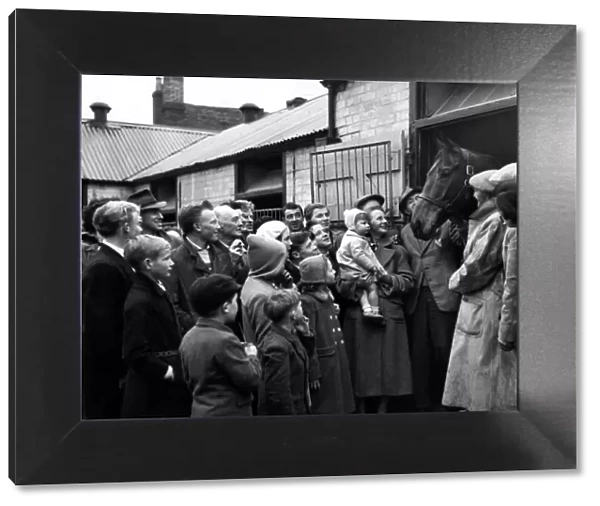Welcome Home! This was the welcome awaiting Grand National winner, Oxo