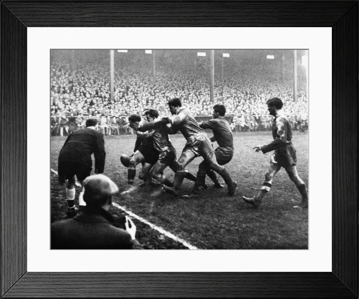 Framed Print : Rugby League Test, Wigan. J. W. Raper, Aussie Loose forward, and E. Ashton, Gt Framed Print : Rugby League Test, Wigan. J. W. Raper, Aussie Loose forward, and E. Ashton, Gt