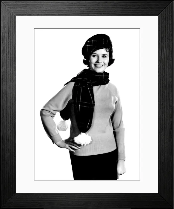 Framed Print : Model Ann Cave wearing scarf and matching hat. February 1962 Framed Print : Model Ann Cave wearing scarf and matching hat. February 1962