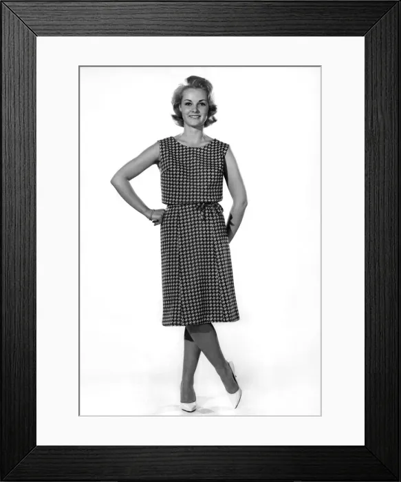 Framed Print : Model Roma Reeves wears a sleeveless patterned long dress. October 1961 P008781 Framed Print : Model Roma Reeves wears a sleeveless patterned long dress. October 1961 P008781