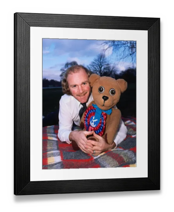 Framed Print : Roger de Courcey ventriloquist with Nookie bear January 1976