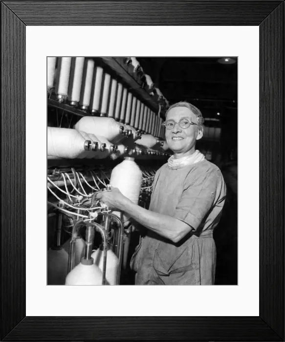 Framed Print : A Lancashire Mill fights back. Oldest worker in the mill is 70 year old Mrs Framed Print : A Lancashire Mill fights back. Oldest worker in the mill is 70 year old Mrs