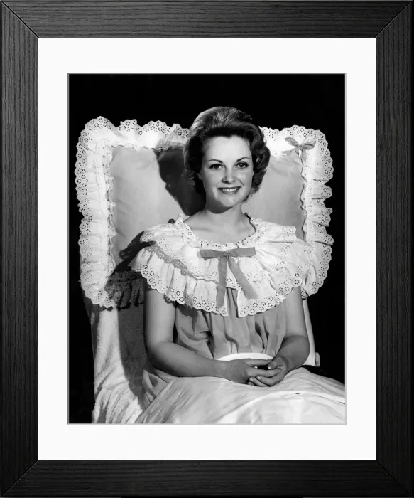 Framed Print : Model Roma Reeves wearing dress with frilly top and bow. August 1961 P008744 Framed Print : Model Roma Reeves wearing dress with frilly top and bow. August 1961 P008744