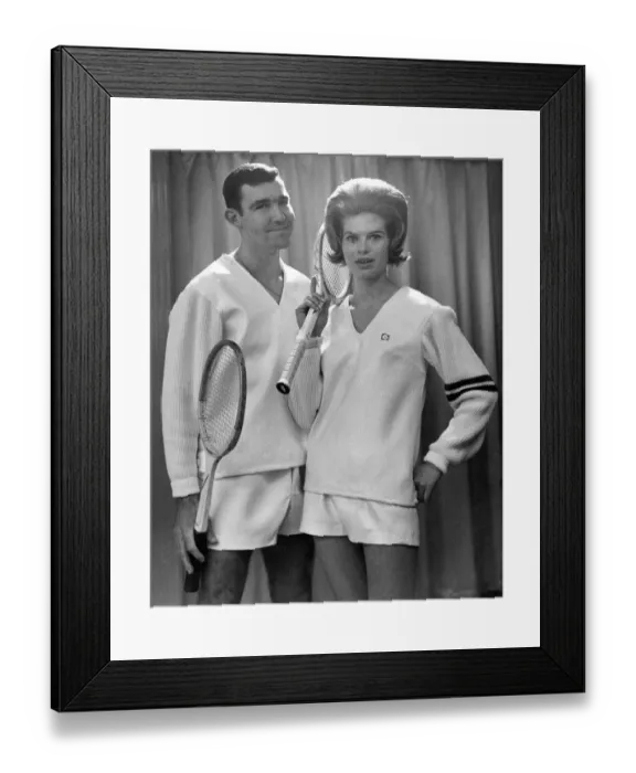 Framed Print : Teddy Tinling Fashions. Wimbledon stars Michael Davies and his wife Ilse made their debut Framed Print : Teddy Tinling Fashions. Wimbledon stars Michael Davies and his wife Ilse made their debut
