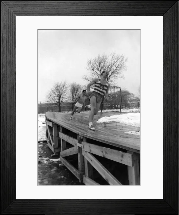 Framed Print : One the track. (Left) George Cmela. (Right) David Jones. January 1962 P011551 Framed Print : One the track. (Left) George Cmela. (Right) David Jones. January 1962 P011551