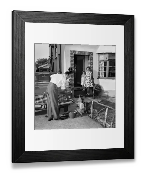 Framed Print : Family at home: Mr. and Mrs. Atkins, (Christian names Thelma and Derek