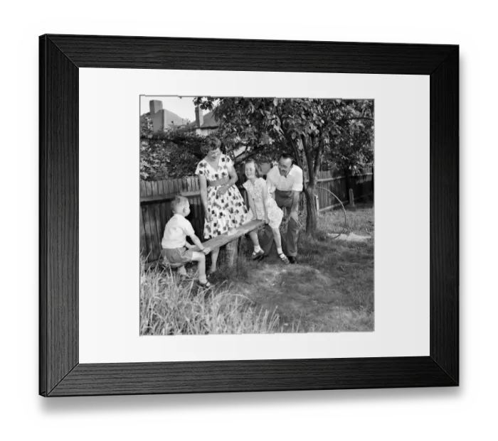 Framed Print : Family at home: Mr. and Mrs. Atkins, (Christian names Thelma and Derek