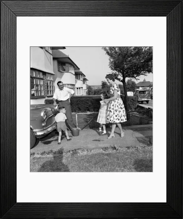 Framed Print : Family at home: Mr. and Mrs. Atkins, (Christian names Thelma and Derek Framed Print : Family at home: Mr. and Mrs. Atkins, (Christian names Thelma and Derek