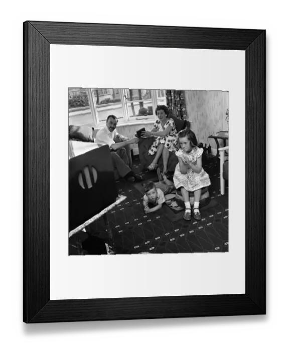 Framed Print : Family at home: Mr. and Mrs. Atkins, (Christian names Thelma and Derek