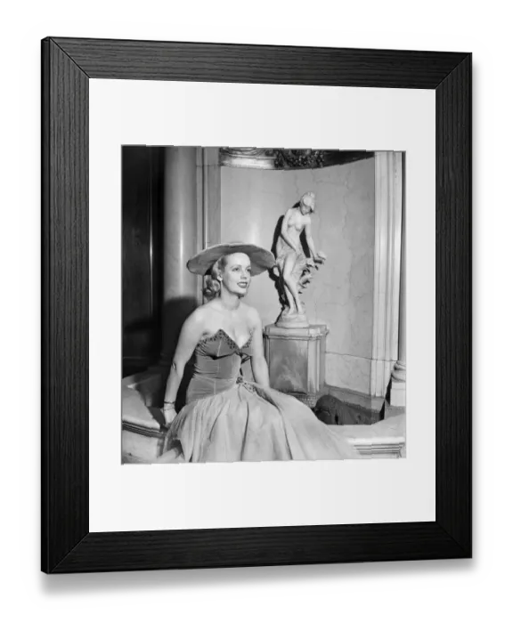 Framed Print : Royal Film Show Rehearsal Joan Greenwood wearing dress and hat
