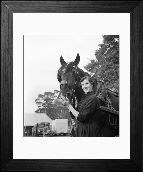 Framed Print : Audrey Walters, Miss Young Farmer with her horse. October 1952 C4936 Framed Print : Audrey Walters, Miss Young Farmer with her horse. October 1952 C4936