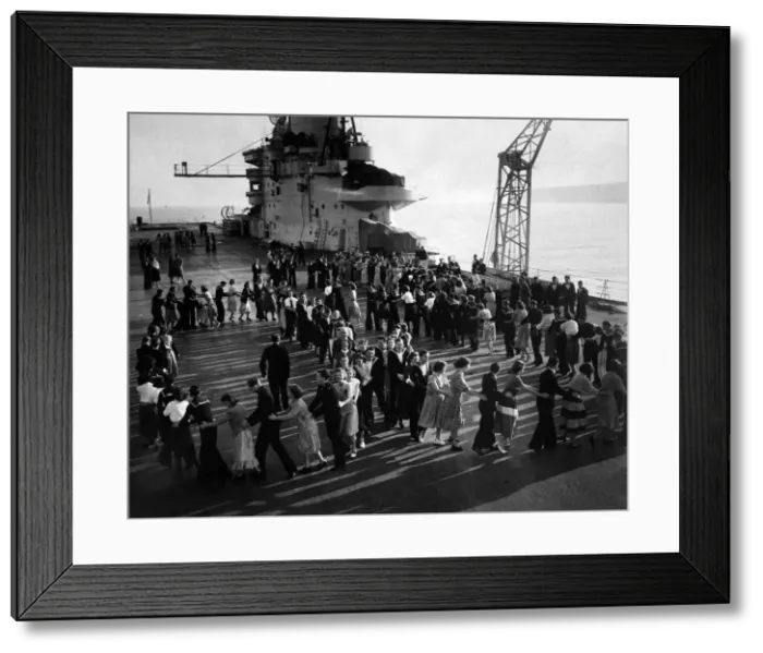 Framed Print : Dance on board H. M. S. Victorious. They are dancing on the deck of the aircraft-carrier H Framed Print : Dance on board H. M. S. Victorious. They are dancing on the deck of the aircraft-carrier H