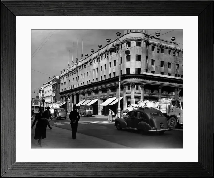 Framed Print : A general view of Maples from Tottenham Court Road. September 1953 P009220 Framed Print : A general view of Maples from Tottenham Court Road. September 1953 P009220