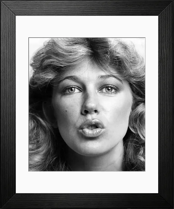 Framed Print : Beauty without surgery - facial exercises. Model Sara Jalkden. March 1980 P009172