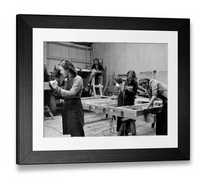 Framed Print : Girls make farm wagons at Court Yeldham in Essex. Farmers urgently require these carts Framed Print : Girls make farm wagons at Court Yeldham in Essex. Farmers urgently require these carts