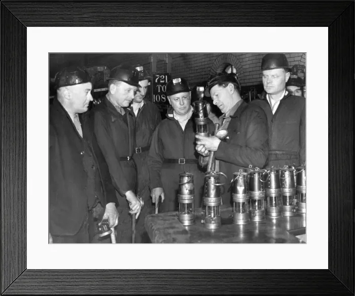 Framed Print : Their lamps are checked by safety man James Harrison then they are frisked for Framed Print : Their lamps are checked by safety man James Harrison then they are frisked for