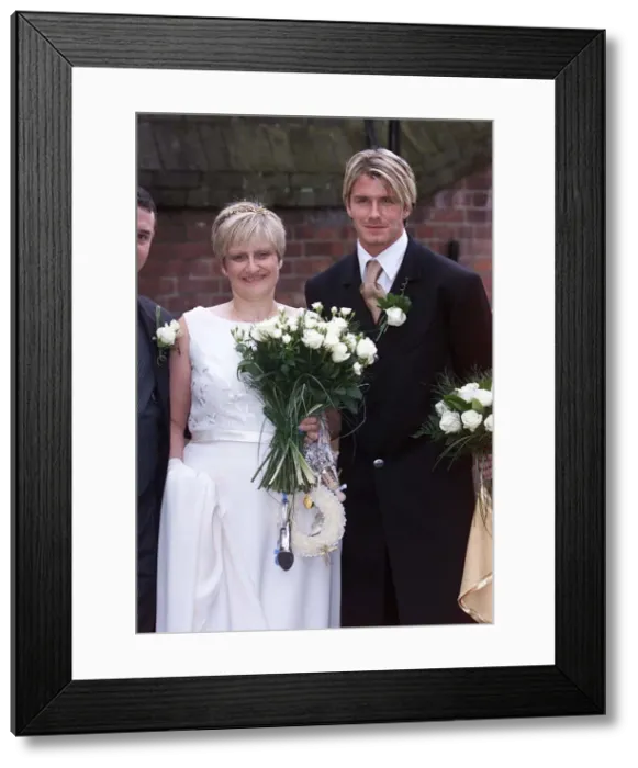 Framed Print : Lynne Beckham - sister of David Beckham pictured on her wedding day October 1999 Framed Print : Lynne Beckham - sister of David Beckham pictured on her wedding day October 1999