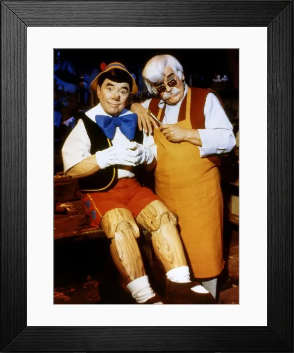 Framed Print : Ronnie Corbett Actor / Comedian dressed as Pinnochio with Ronnie Barker dressed as the Toy Framed Print : Ronnie Corbett Actor / Comedian dressed as Pinnochio with Ronnie Barker dressed as the Toy