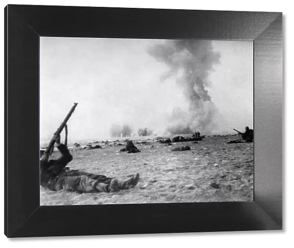 Scene during the battle at Dunkirk in Northern France, after British troops had become