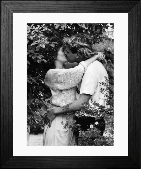 Framed Print : Couple kissing amongst the trees. July 1987 P010012 Framed Print : Couple kissing amongst the trees. July 1987 P010012