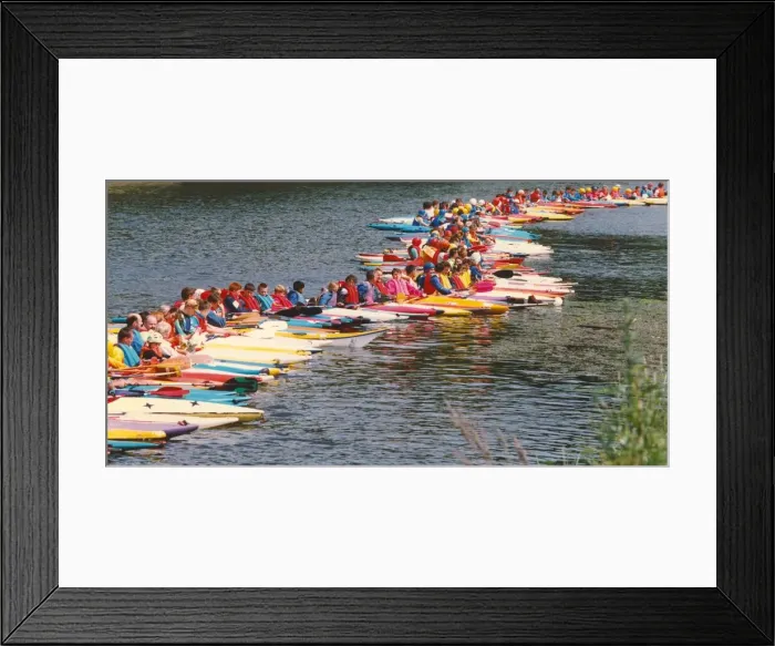 Framed Print : Canoeist line up during lessons Framed Print : Canoeist line up during lessons