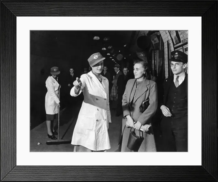 Framed Print : Underground women porters at work at St. Pauls Station. September 1940 P010284 Framed Print : Underground women porters at work at St. Pauls Station. September 1940 P010284