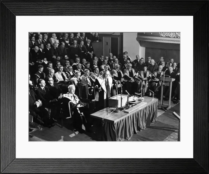 Framed Print : Prime Minister Harold Wilson pictured during his speech after being installed as