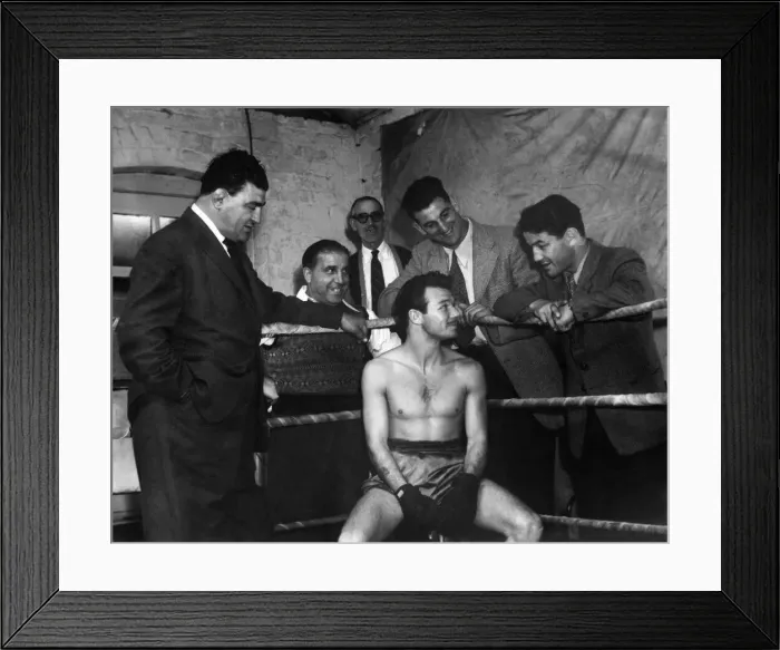 Framed Print : Tommy McGovern, the British lightweight champion gets some good advice when training in Framed Print : Tommy McGovern, the British lightweight champion gets some good advice when training in