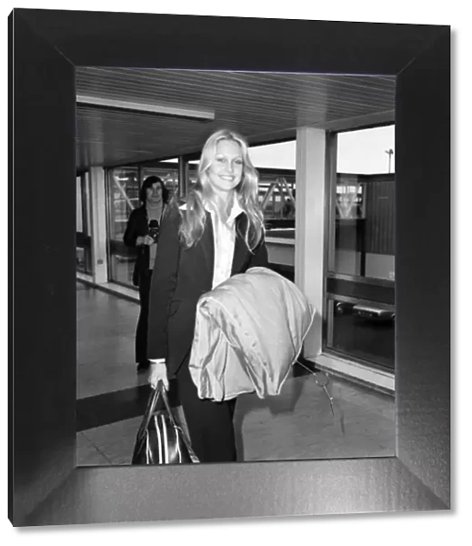 Miss World Anneline Kriel of South Africa at Heathrow airport