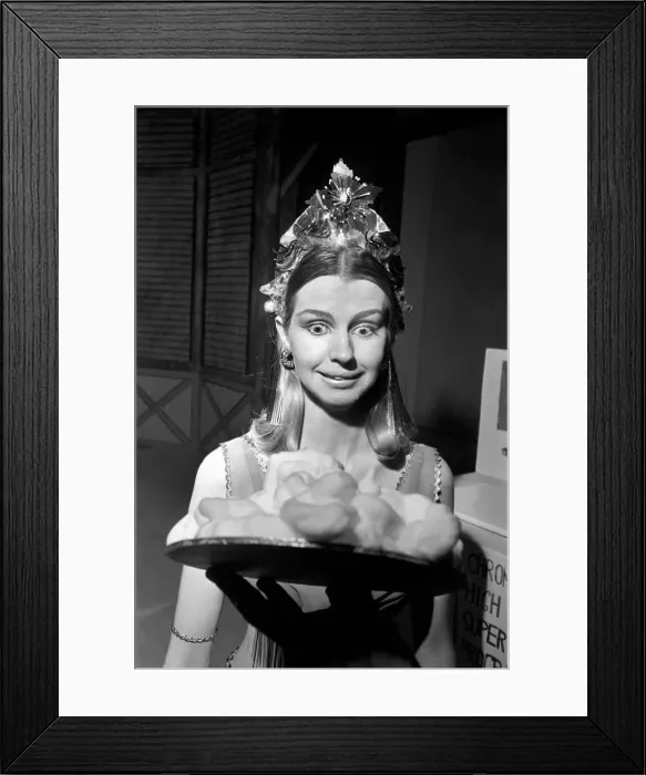 Framed Print : Sara Wade about to have a custard pie thrown at her. January 1970 Framed Print : Sara Wade about to have a custard pie thrown at her. January 1970