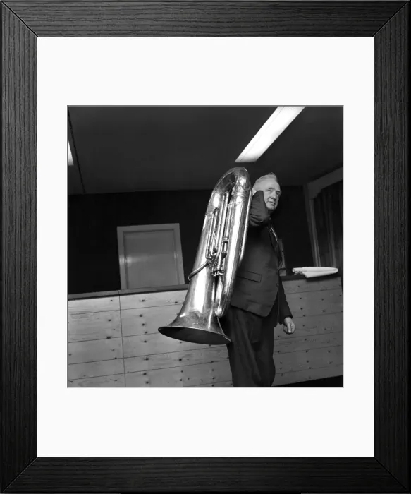 Framed Print : Music Instruments: Joe Moden caretaker of the Haslingden Public Hall has symphonic Framed Print : Music Instruments: Joe Moden caretaker of the Haslingden Public Hall has symphonic
