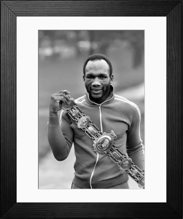 Framed Print : New British Heavyweight Champion. Bunny Johnson showing off his belt Framed Print : New British Heavyweight Champion. Bunny Johnson showing off his belt