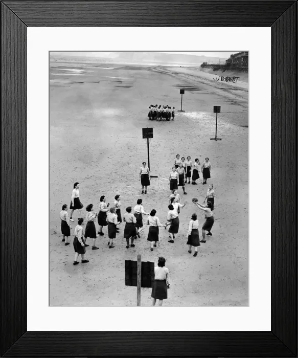 Framed Print : World War II: Women. One of the Englands beaches in the north that has some