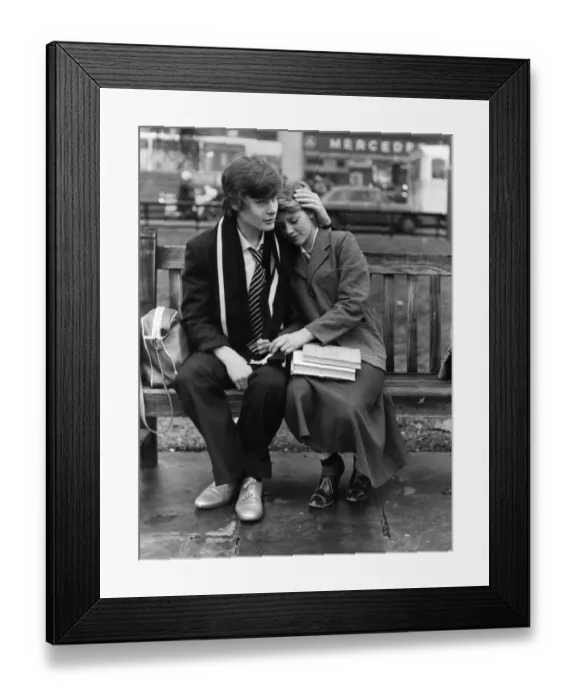 Framed Print : Teenagers in love: The models in pictures are Gregory Kurk and Margaret Ogilvy