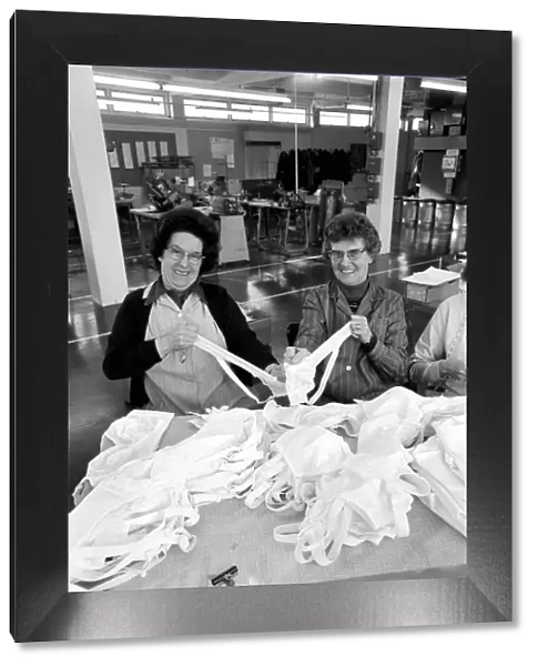 Ladies testing panti-girdles. February 1975 75-01091-009