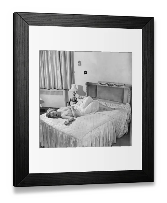 Framed Print : Actress Zena Marshall asleep. December 1953 D7606 Framed Print : Actress Zena Marshall asleep. December 1953 D7606