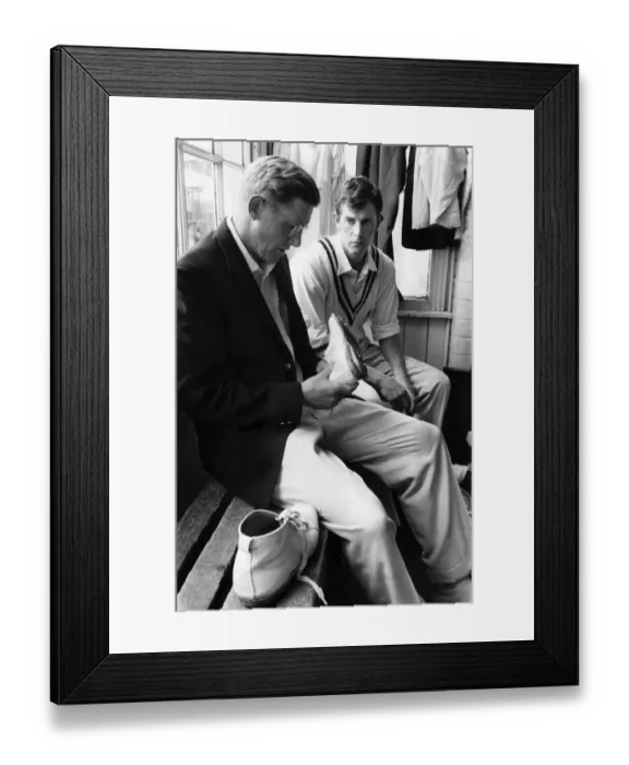Framed Print : Mike Smith and David Brown Warwickshire cricketers pictured in the dressing room before Framed Print : Mike Smith and David Brown Warwickshire cricketers pictured in the dressing room before