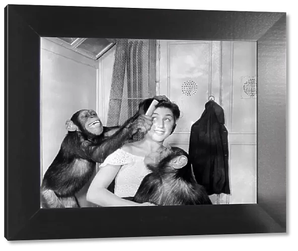 Attractive Elvira Sciplini wife of the Chimps trainer with Bertram Mills
