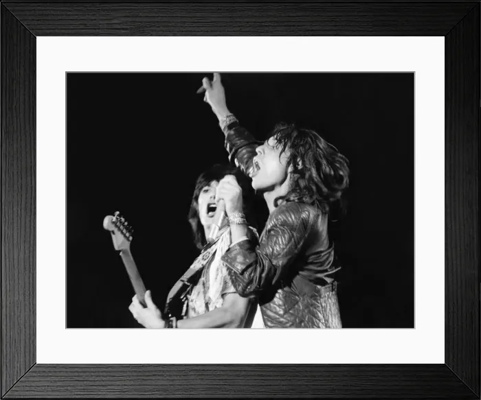 Framed Print : Rolling Stone Mick Jagger socks it to em during the concert at Knebworth Framed Print : Rolling Stone Mick Jagger socks it to em during the concert at Knebworth