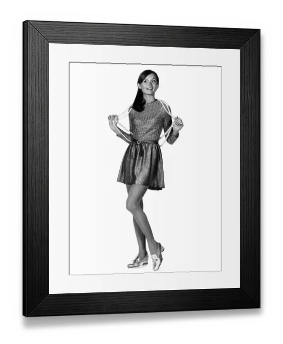 Framed Print : Reveille Fashions: Anabella Jones wearing mini skirt and matching skirt