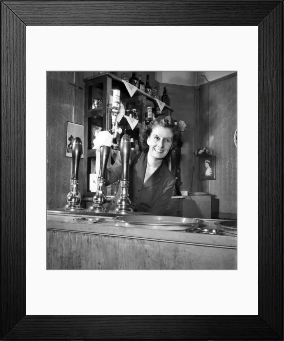 Framed Print : Barmaid pulls a pint. August 1953 D5333 Framed Print : Barmaid pulls a pint. August 1953 D5333