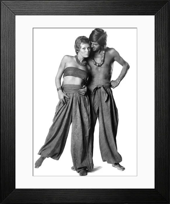 Framed Print : Clothing: Blue bloomers for him as well as her. These Moroccan style baggy trousers in