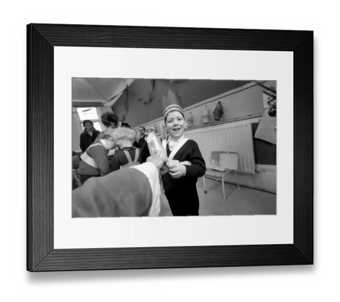 Framed Print : When Father Christmas is on duty handing out toys and gifts to children Framed Print : When Father Christmas is on duty handing out toys and gifts to children
