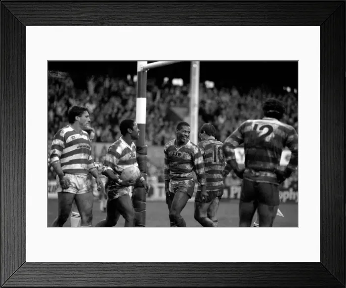 Framed Print : Leigh v. Wigan. Sport Rugby League. Wigan try scorer with the ball Framed Print : Leigh v. Wigan. Sport Rugby League. Wigan try scorer with the ball