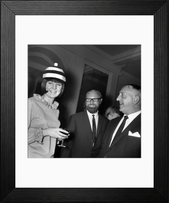 Framed Print : V. C. G. B. Luncheon: Cilla Black, Elkan Allan and David Jones the Chief Barker Framed Print : V. C. G. B. Luncheon: Cilla Black, Elkan Allan and David Jones the Chief Barker