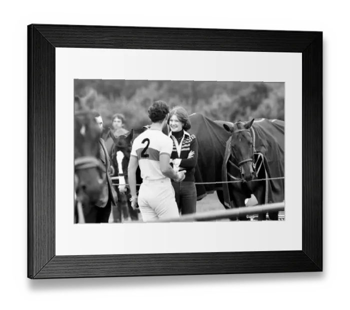 Framed Print : Prince Charles. Polo at Windsor with girlfriend Lady Sarah Spencer